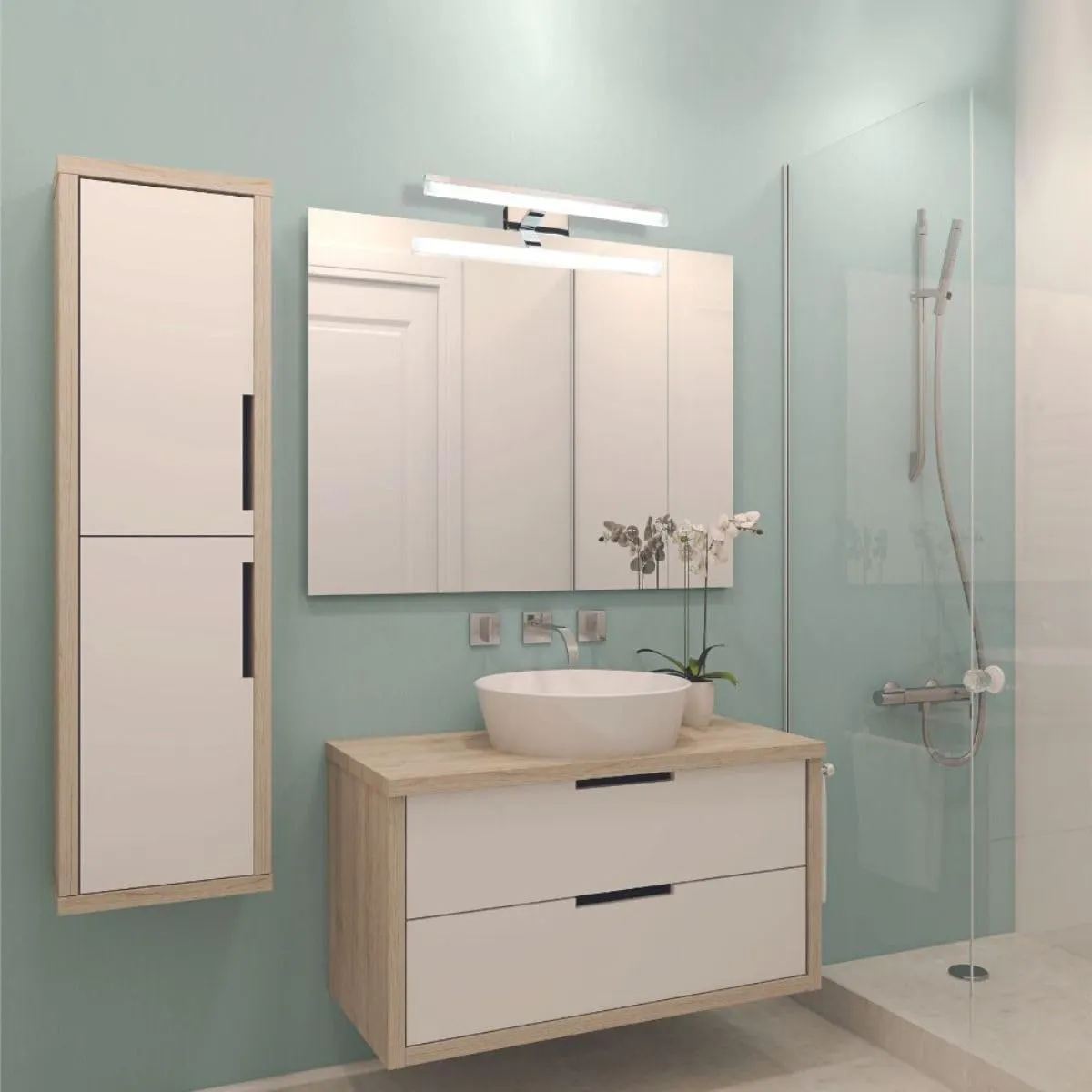 Voltman applique salle de bain 16W chrome 53cm LED