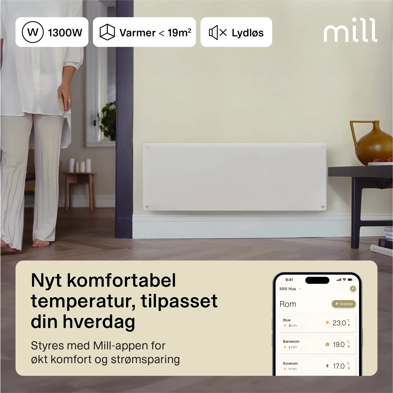 Mill Glass Smart WiFi Gen 4 radiateur panneau verre 1300W