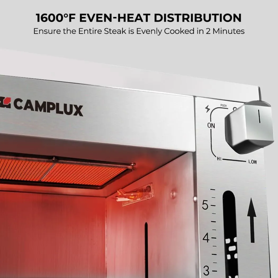 Camplux SG102 grill steak gaz 880°C 3,2kW 5 hauteurs