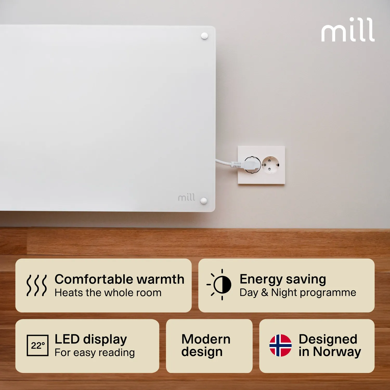 Mill Glass radiateur panneau verre 1200W design