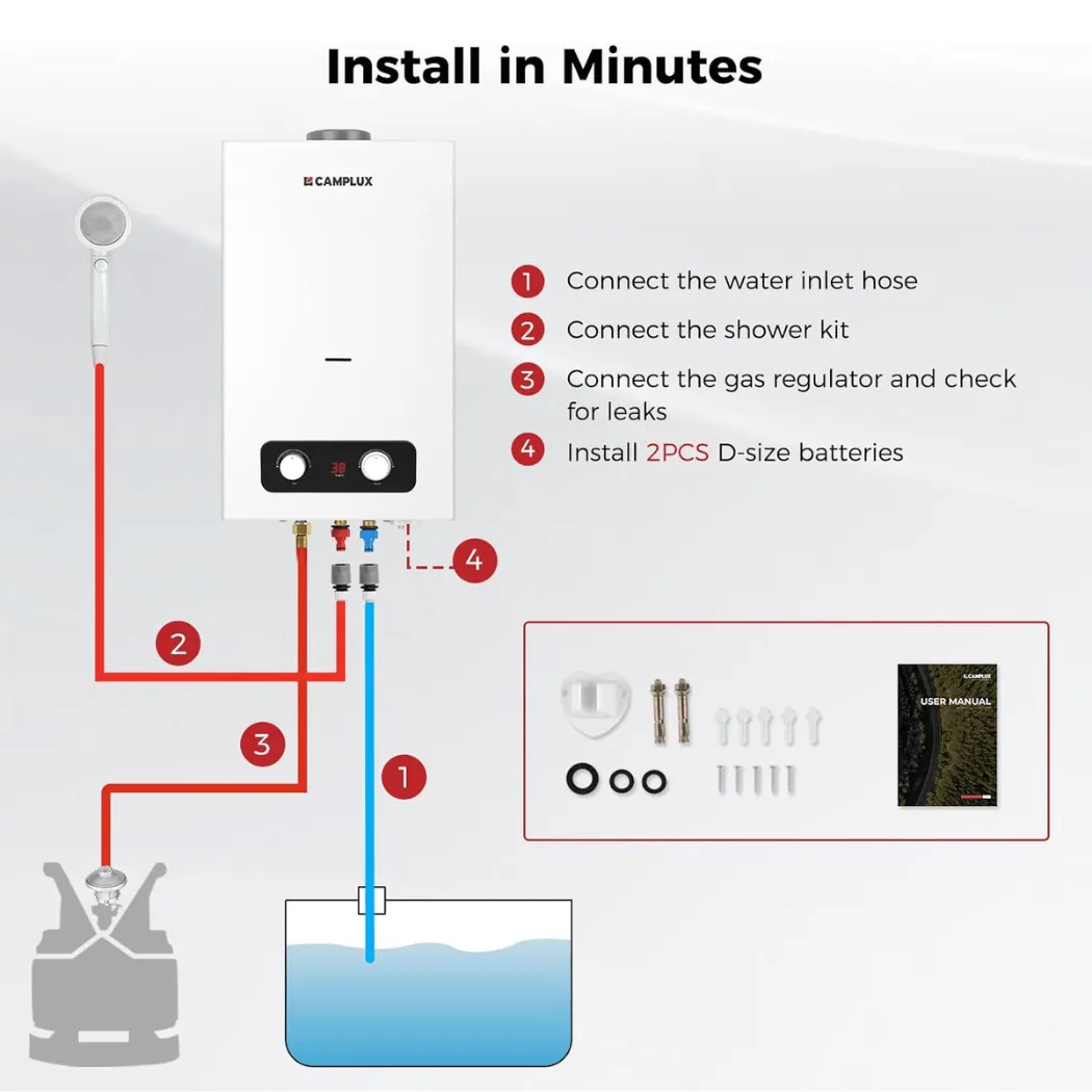 Camplux BD264 chauffe-eau gaz extérieur 10 L/min 50 mbar