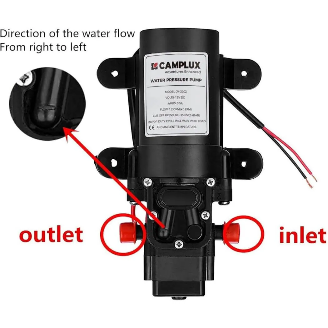 Camplux JK-2202 pompe à eau 12V 35 PSI 4,3L/min membrane