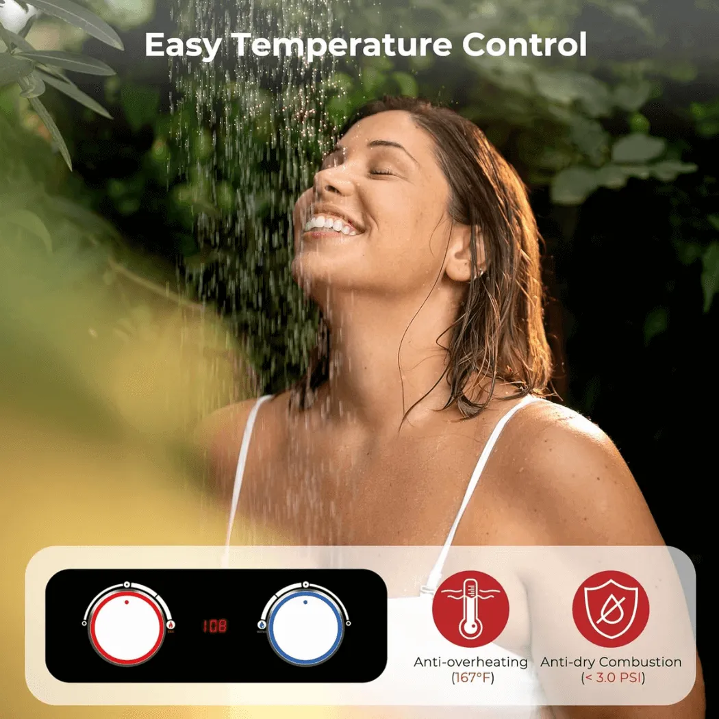 Camplux chauffe-eau gaz portable 1,58 GPM blanc compact