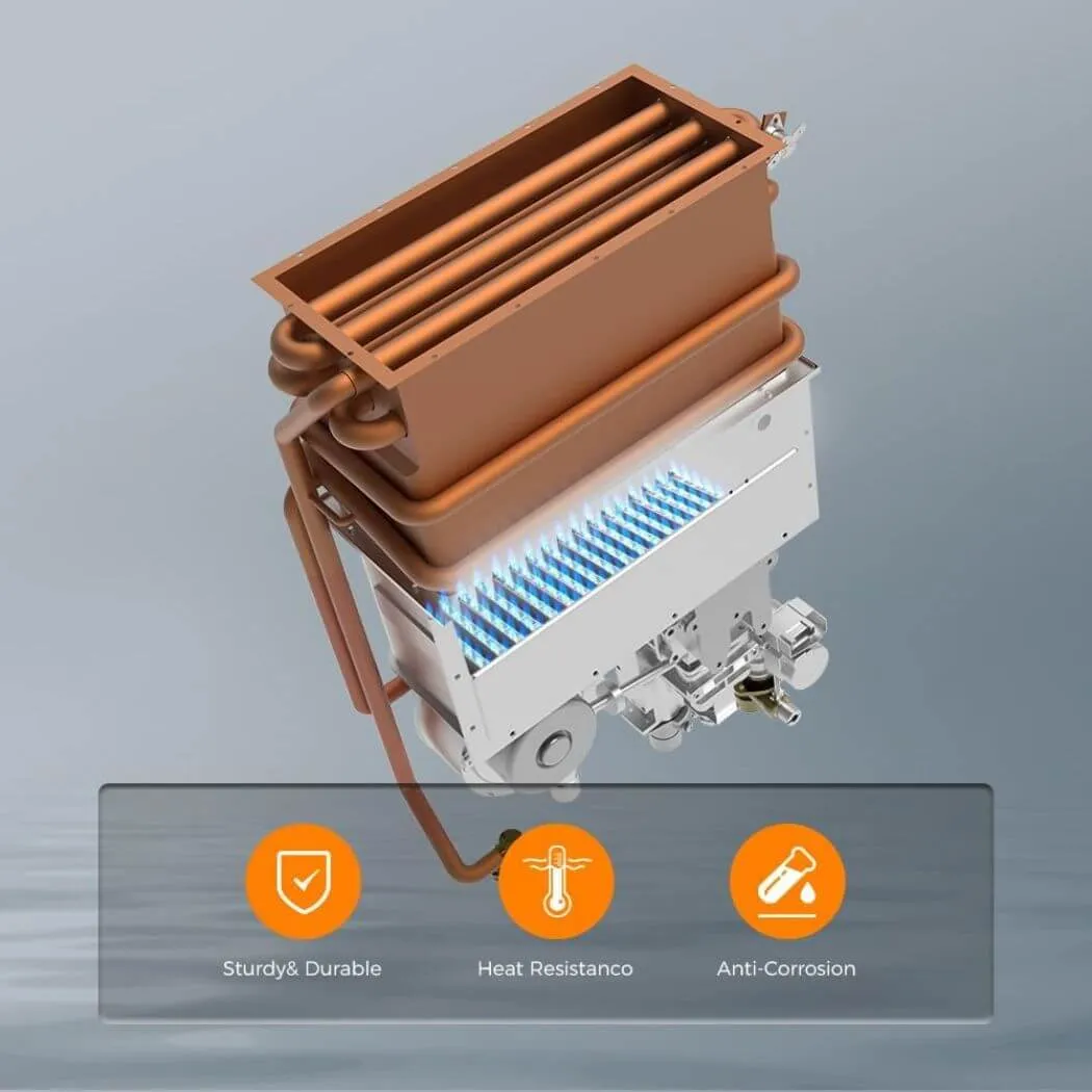 Camplux Chauffe-eau instantané 5,28 GPM propane gris extérieur
