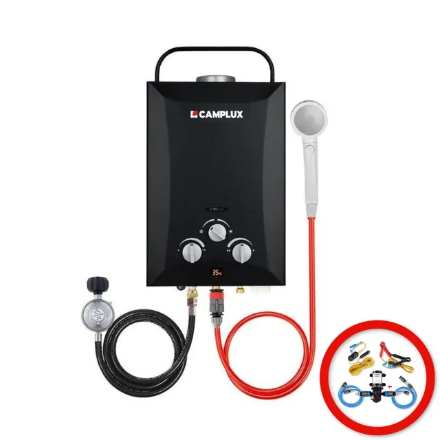 Camplux 8L chauffe-eau gaz portable pompe 6L douchette