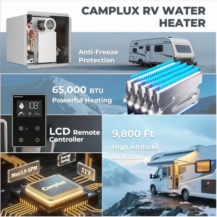Camplux Chauffe-eau camping-car 2.64 GPM 10L blanc