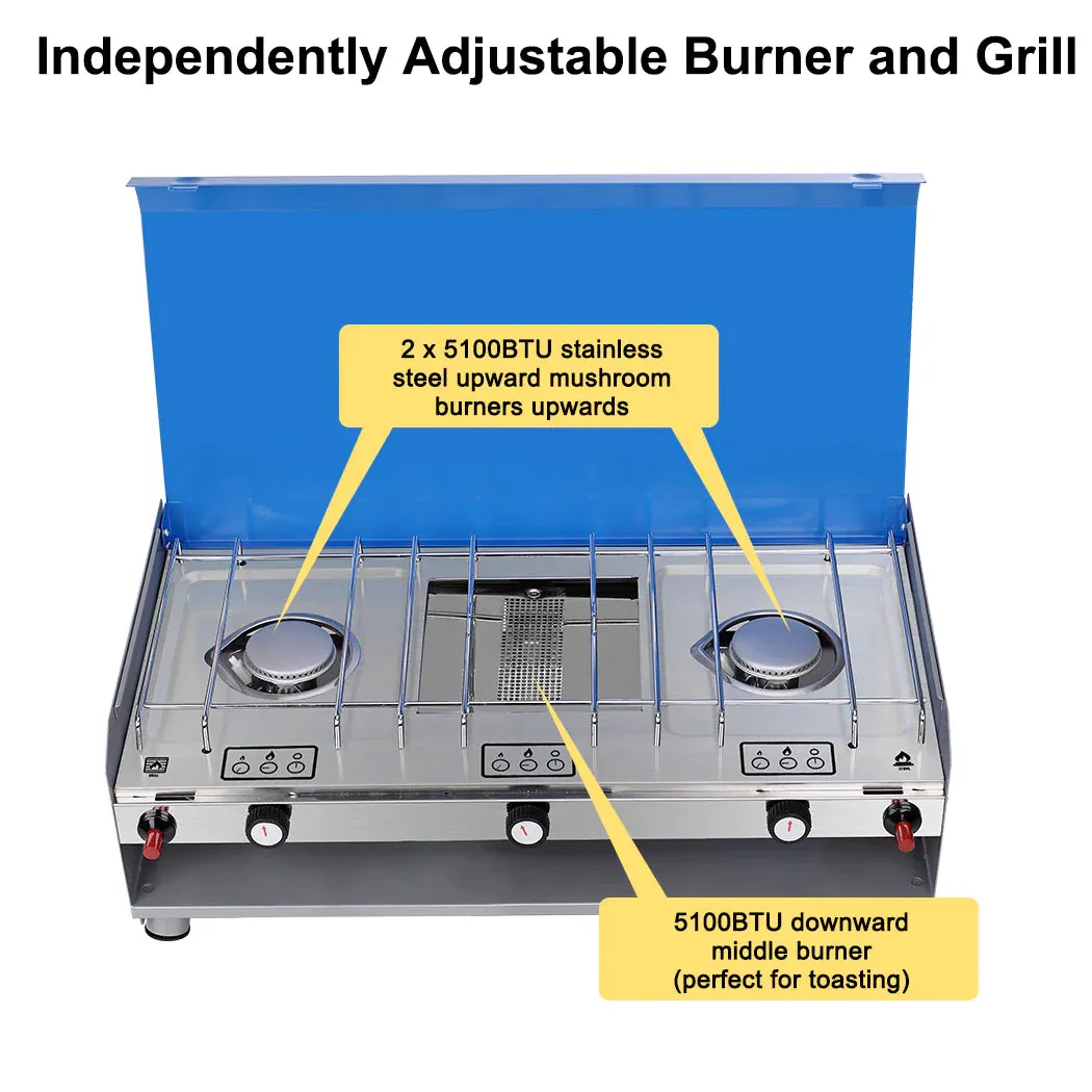 Camplux réchaud camping 2 feux grill gaz avec pieds