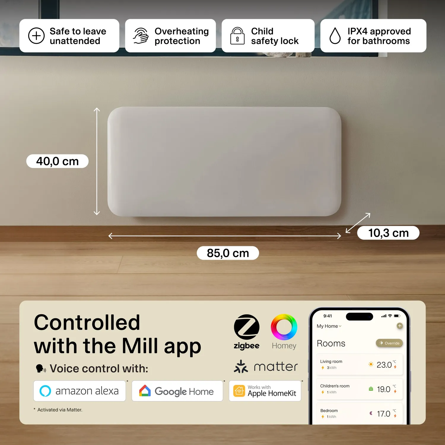 Mill Invisible Smart WiFi Gen 4 radiateur panneau 1500W