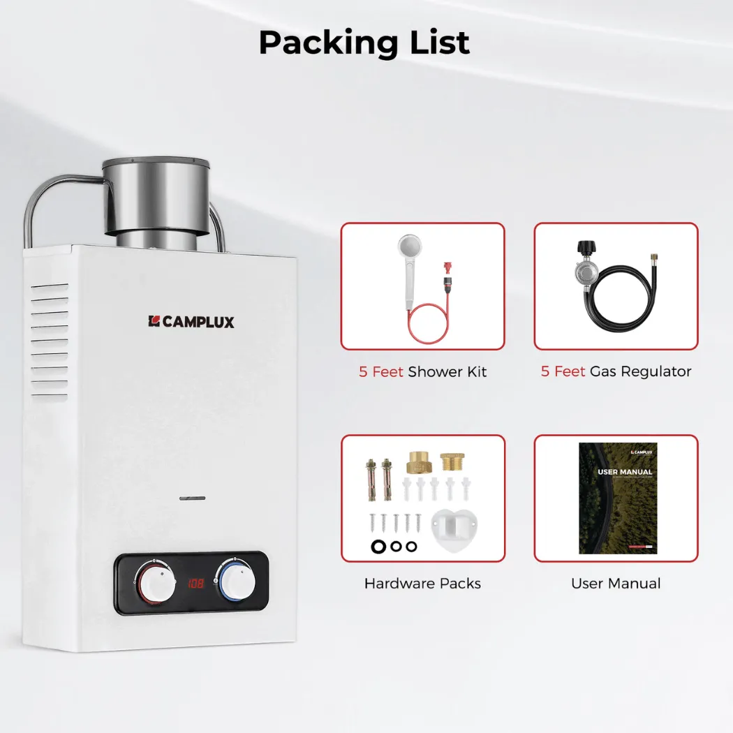 Camplux 1,58 GPM chauffe-eau propane portable 6 L/min