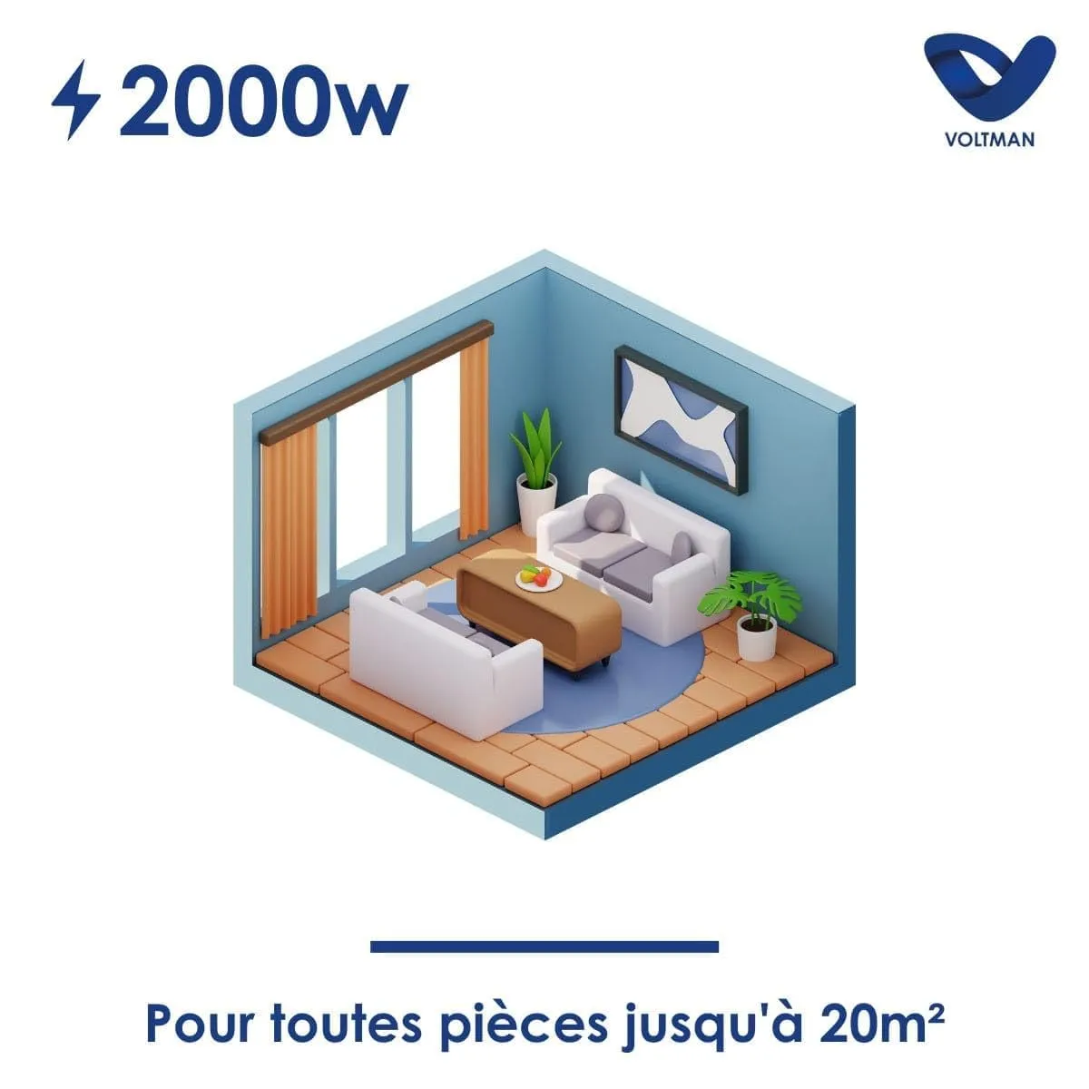 Voltman panneau rayonnant électrique 2000W blanc