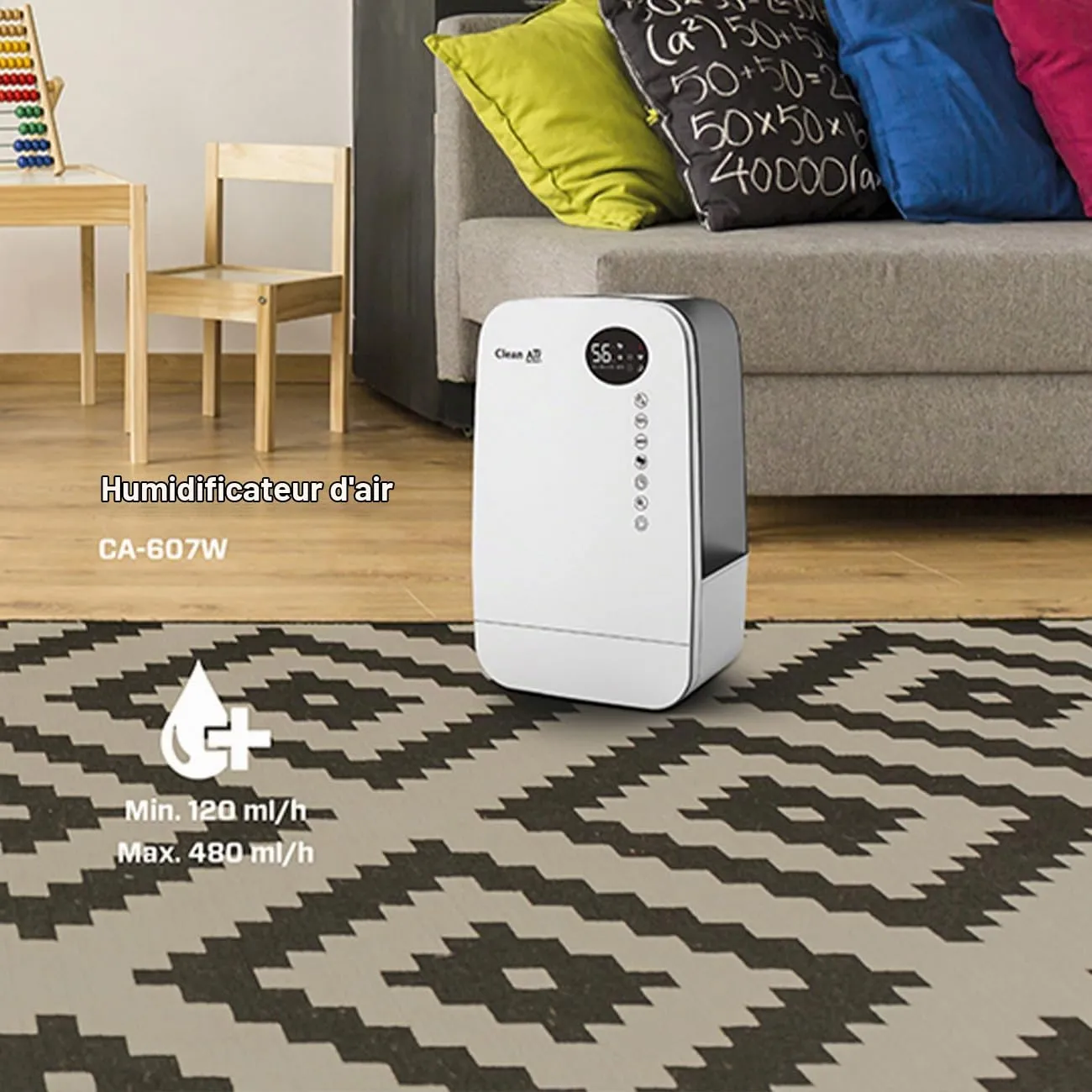 Clean Air Optima CA-607W humidificateur ultrason 65 m² UVC