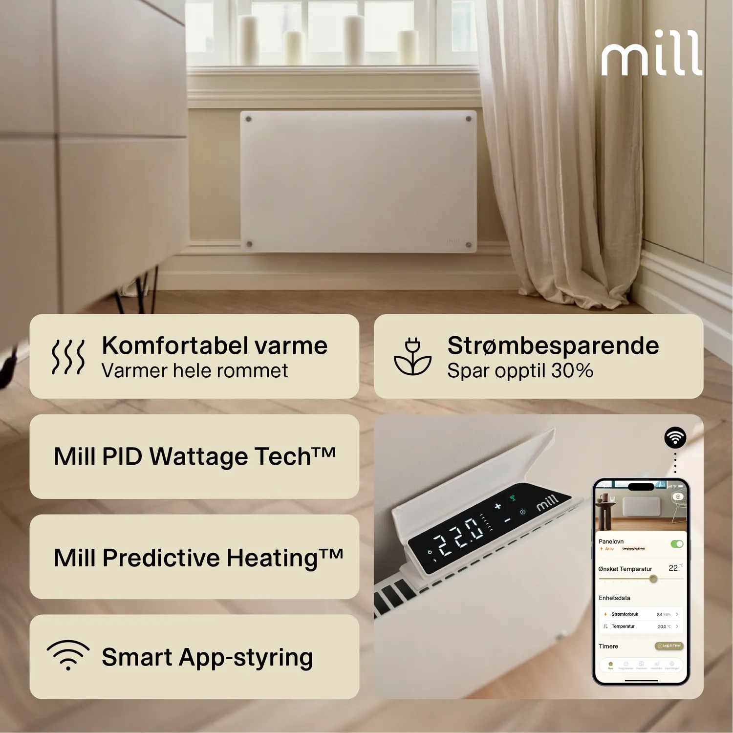 Mill Glass Smart WiFi Gen 4 radiateur panneau verre 600W