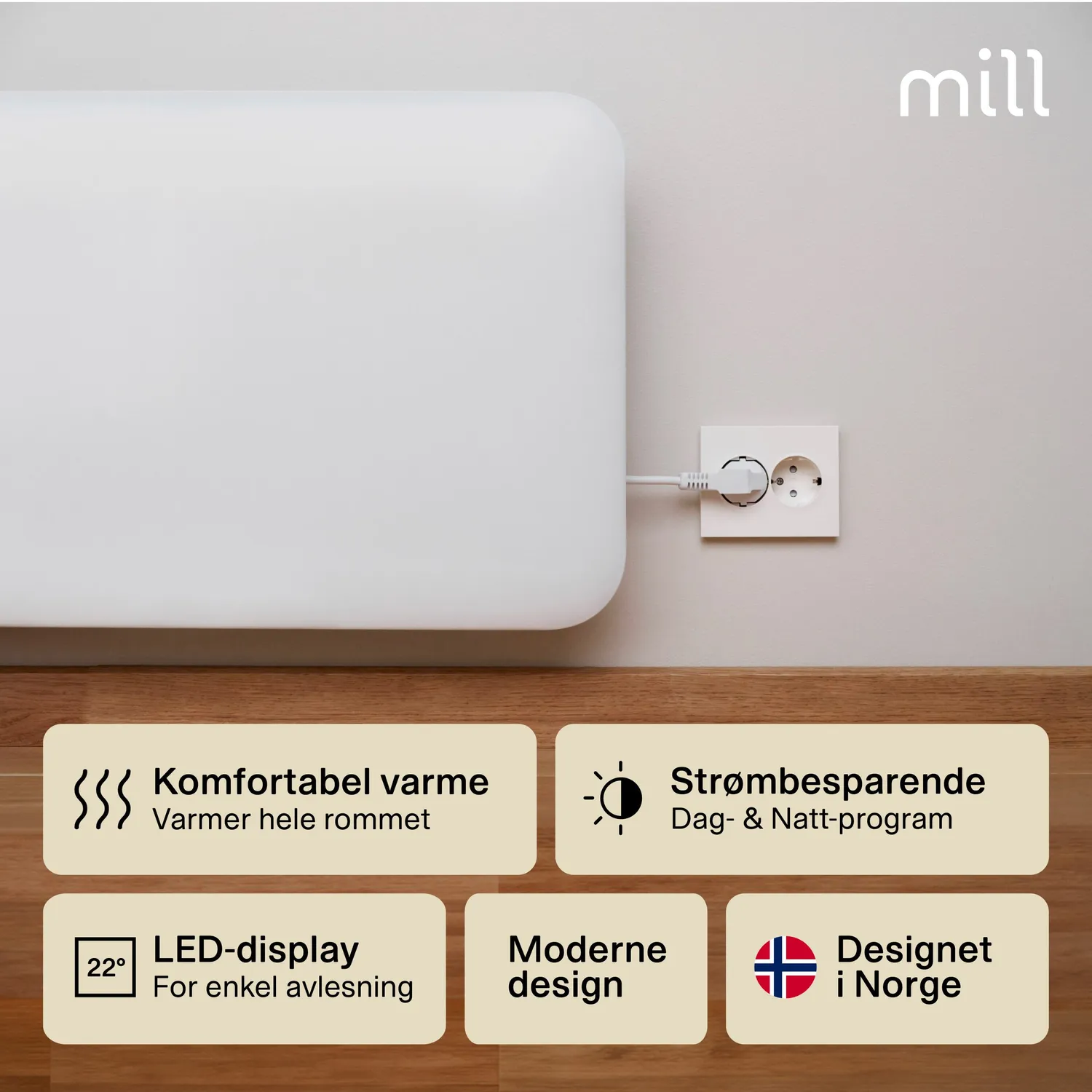 Mill Invisible radiateur panneau acier 1300W mural