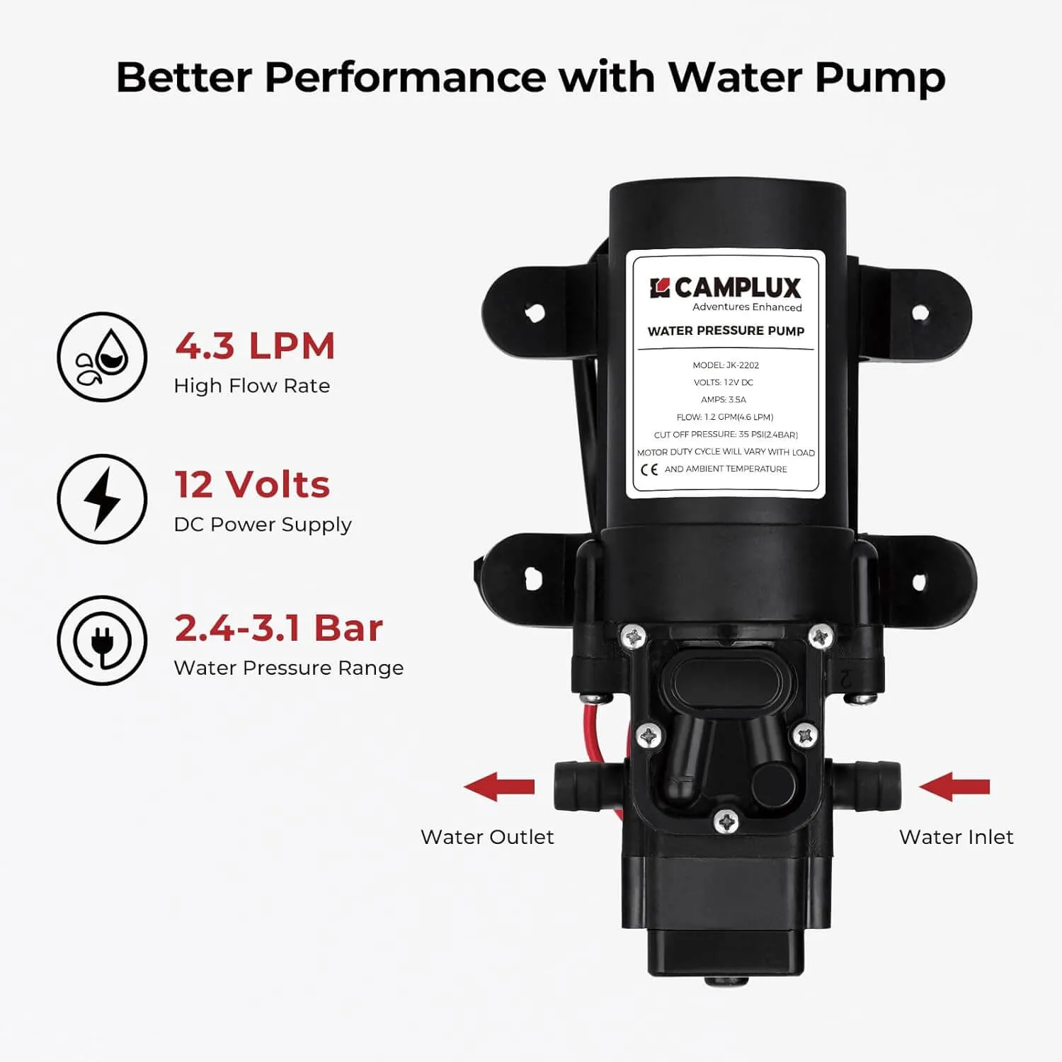 Camplux AY132P43 chauffe-eau portable 5L avec pompe