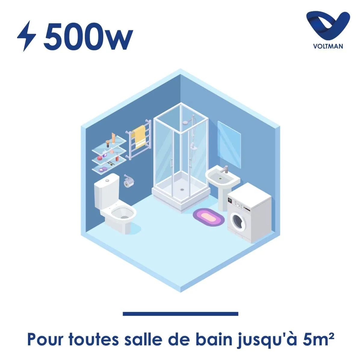 Voltman VOM540024 sèche-serviettes 500 W programmable