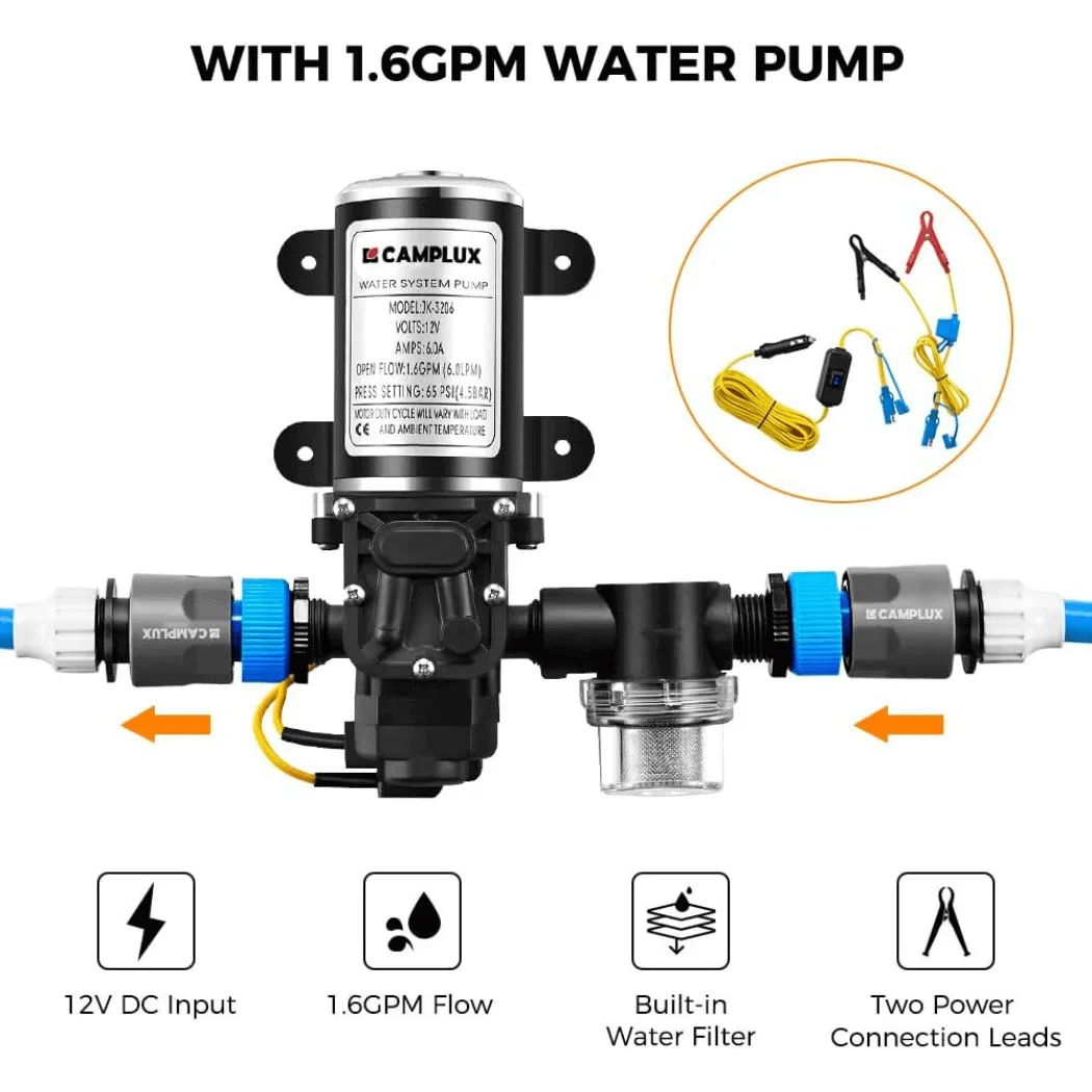 Camplux BW158 chauffe-eau gaz portable 6 L kit pompe argent