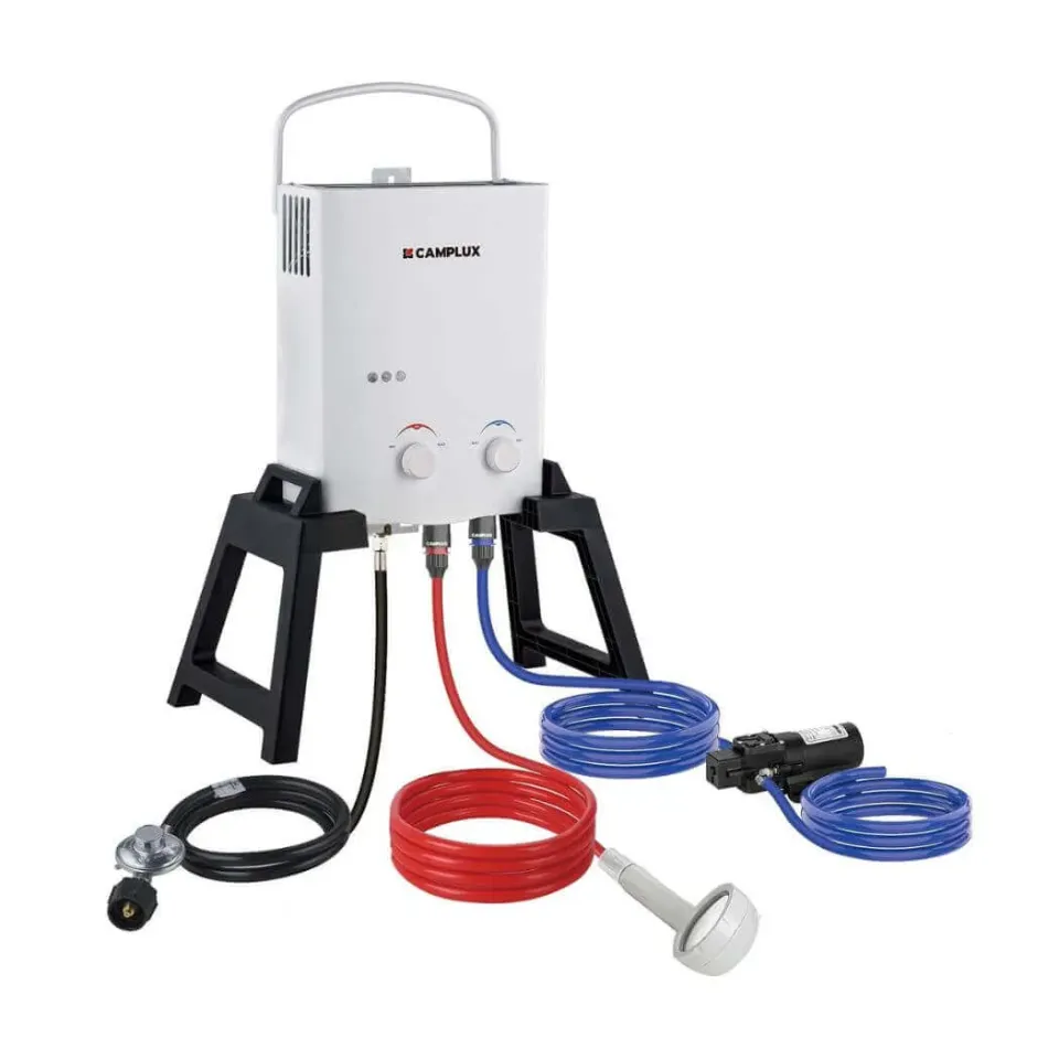 Camplux Kit Camping-Car Chauffe-Eau Gaz Douche Extérieure Blanc