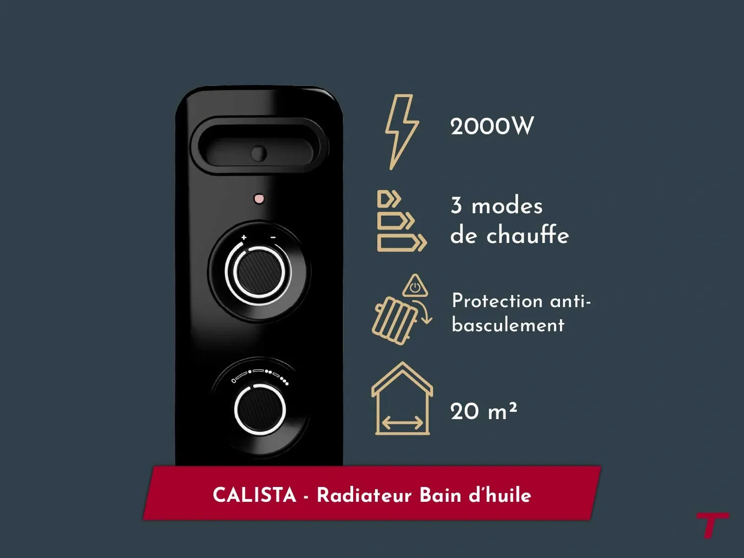 Thomson Calista radiateur bain huile mobile 2000W blanc