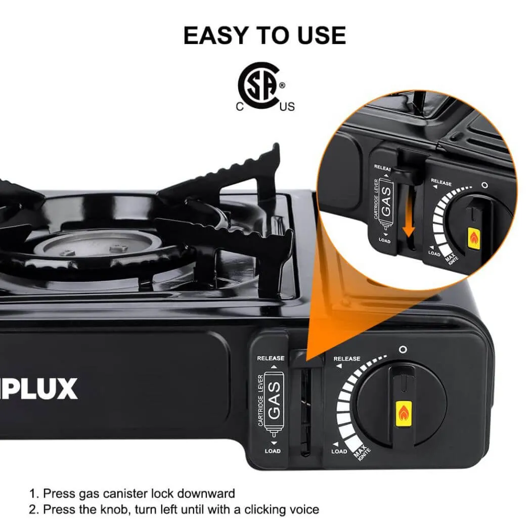 Camplux réchaud camping gaz bi-carburant avec étui