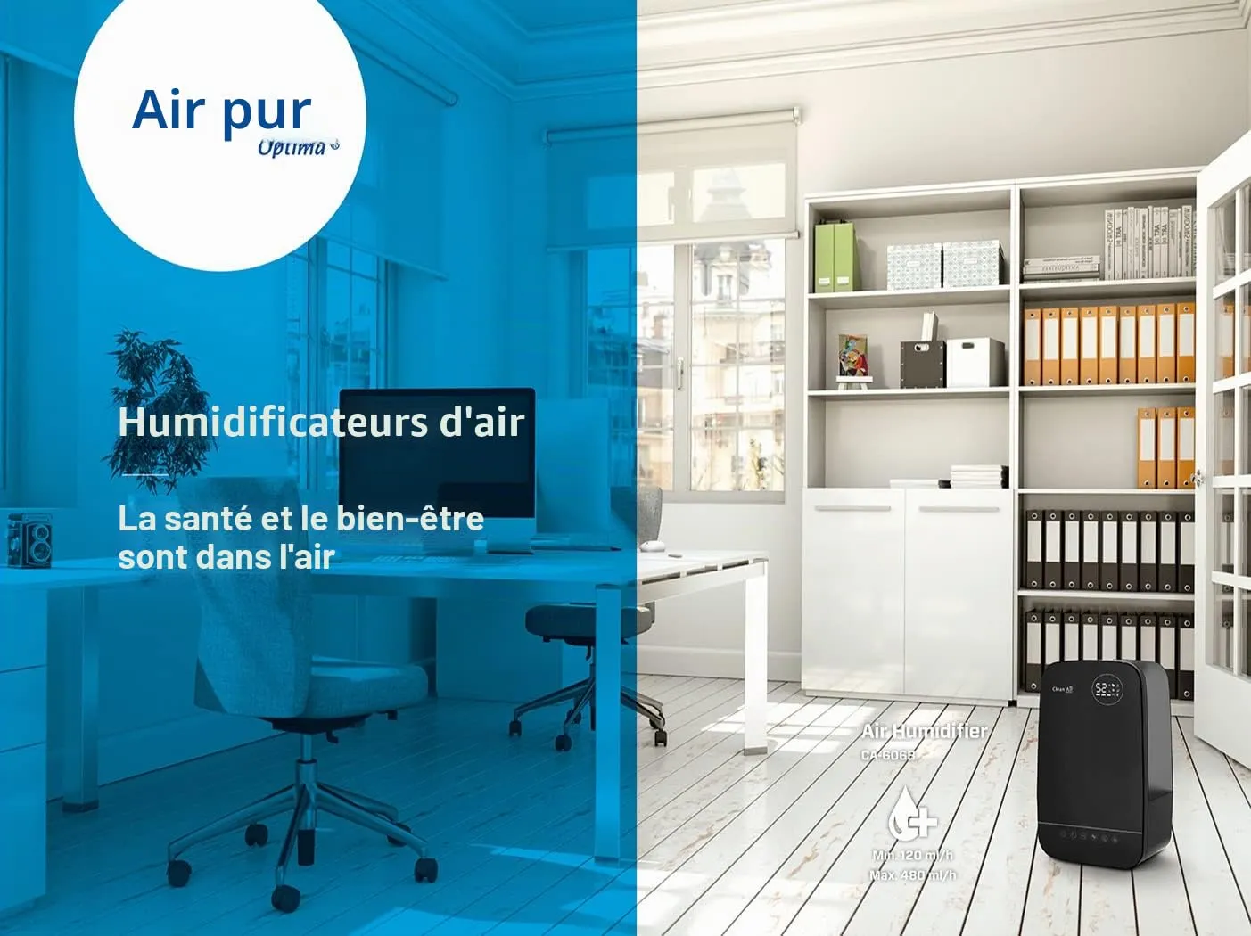 Clean Air Optima CA-606B humidificateur 5,5 L 65 m²
