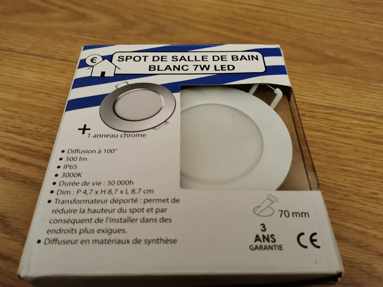 Voltman spot encastrable salle de bain blanc 7 W 3000 K