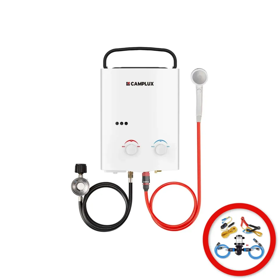 Camplux 5L chauffe-eau gaz portable pompe 4,3L