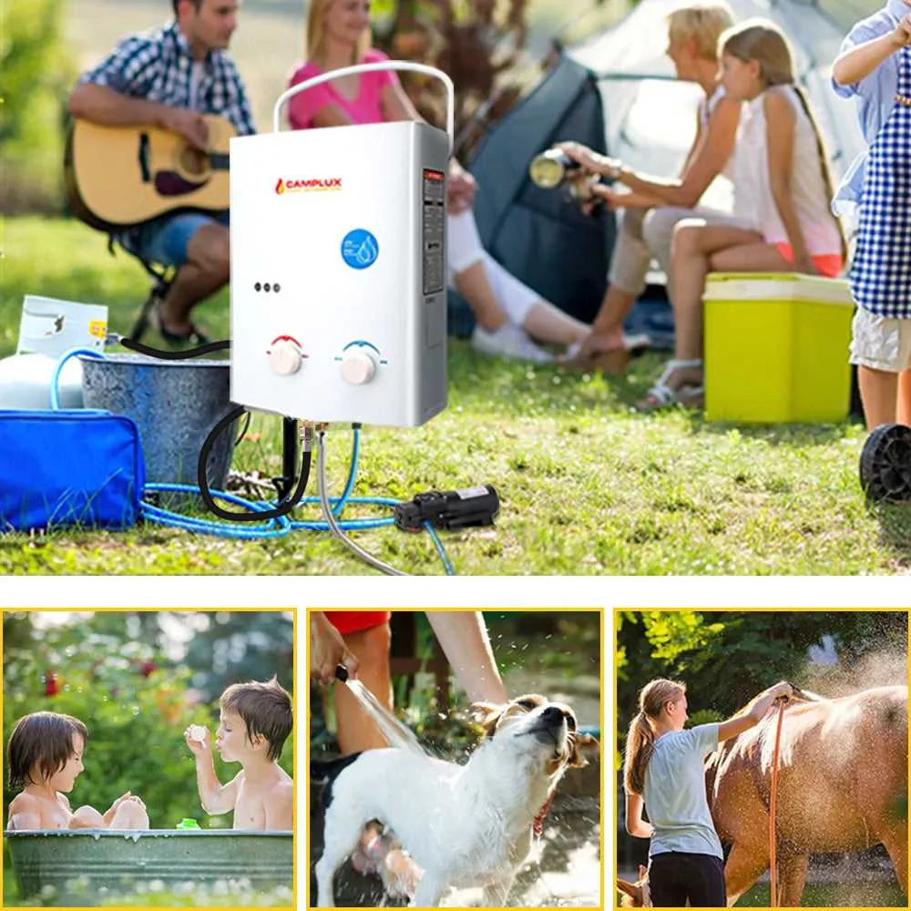 Camplux 5L chauffe-eau gaz portable pompe 4,3L