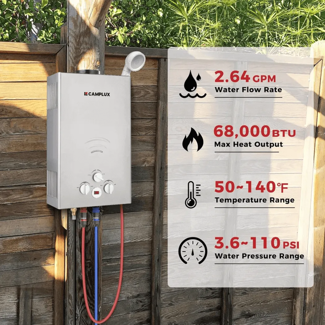 Camplux 2,64 GPM chauffe-eau portable propane gris