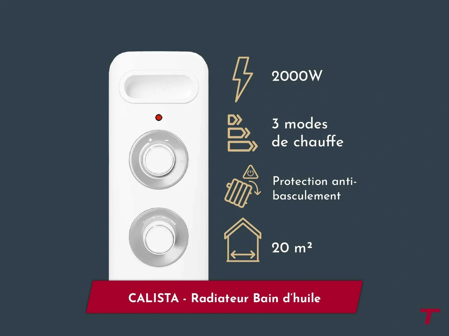 Thomson Calista radiateur bain huile mobile 2000W blanc