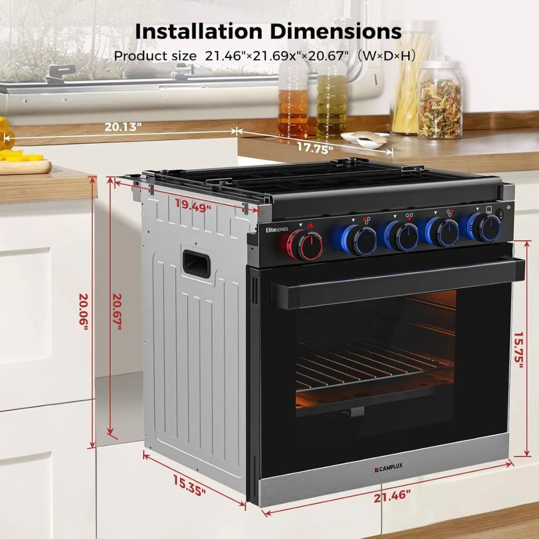 Camplux Elite cuisinière gaz camping-car 21 pouces 3 feux
