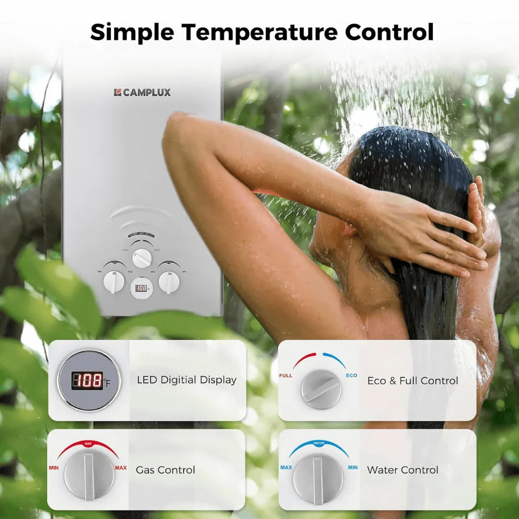 Camplux 2.1 GPM chauffe-eau gaz portable gris 8 l/min