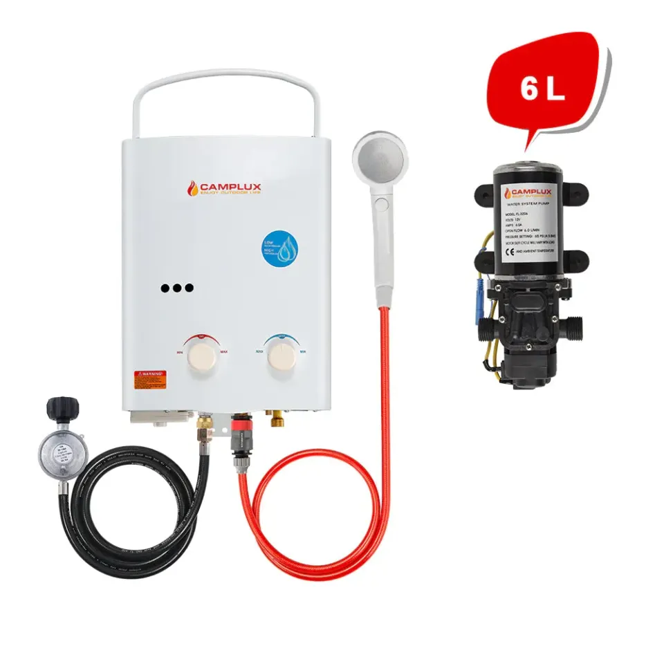 Camplux 5L chauffe-eau portable + pompe eau 6 L