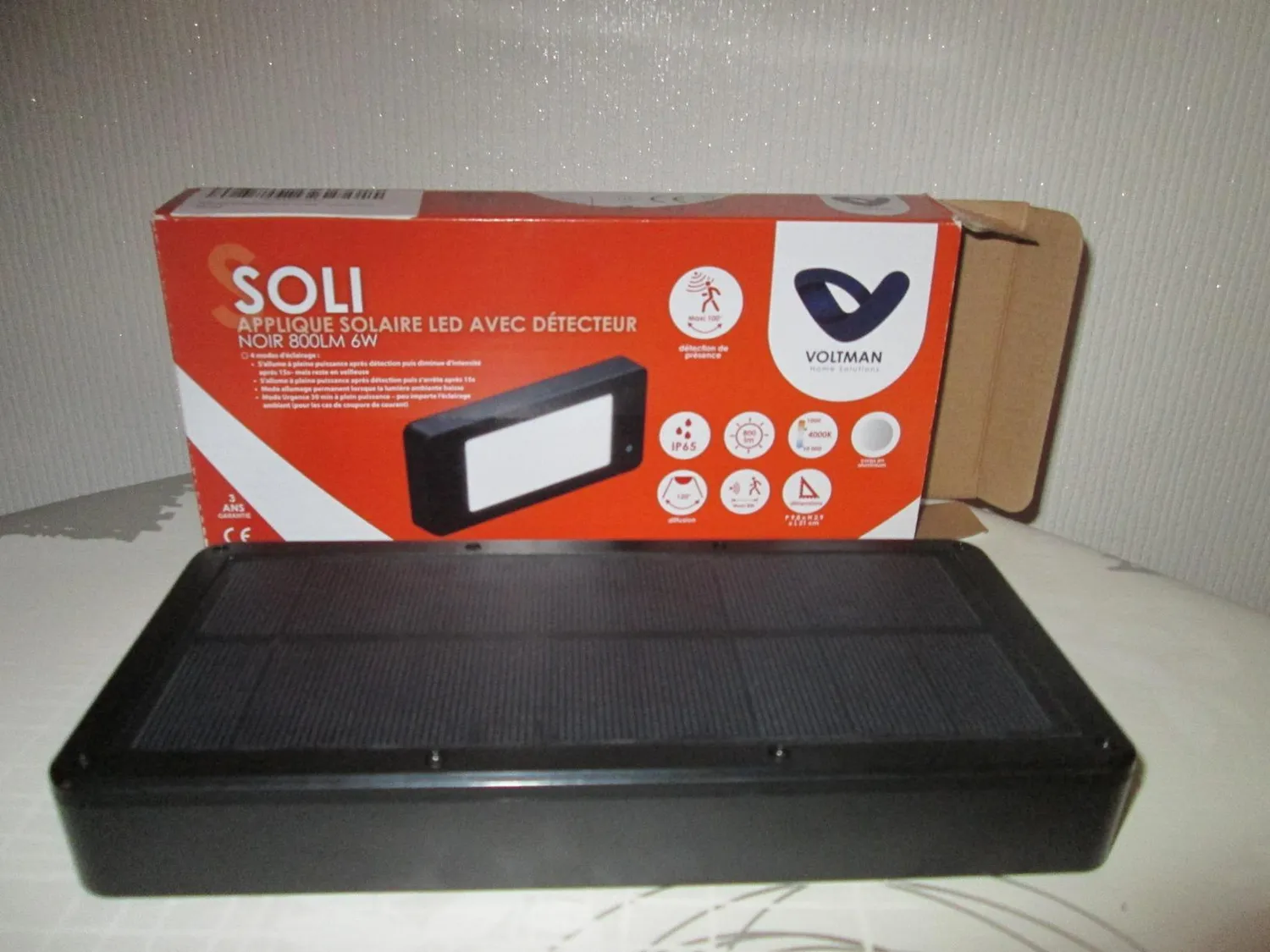 Voltman Soli applique solaire blanc 800 lm IP65
