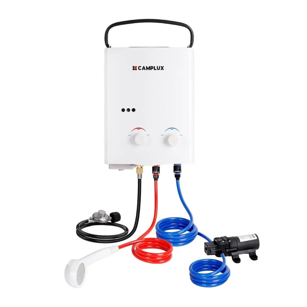 Camplux Kit Camping-Car Chauffe-Eau Gaz Douche Extérieure Blanc
