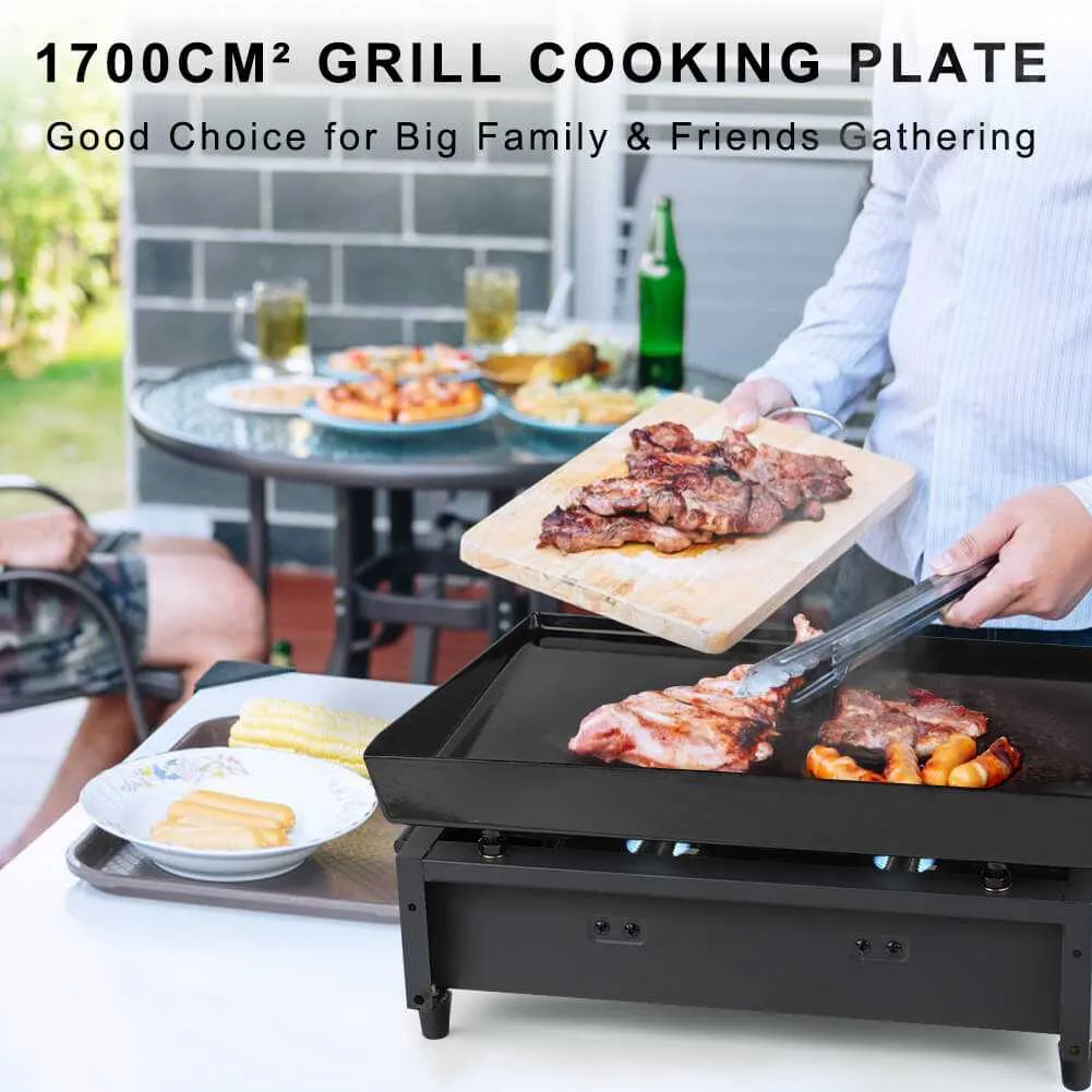 Camplux GP102B plancha grill gaz 2 brûleurs noir