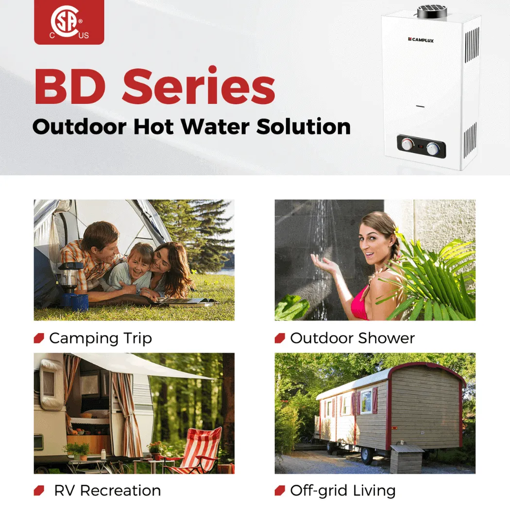Camplux BD264 Chauffe-eau portable gaz 10L avec pompe