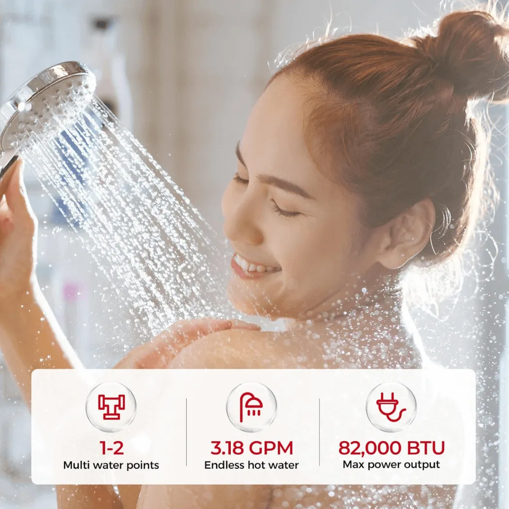 Camplux 3,18 GPM chauffe-eau gaz sans réservoir noir propane