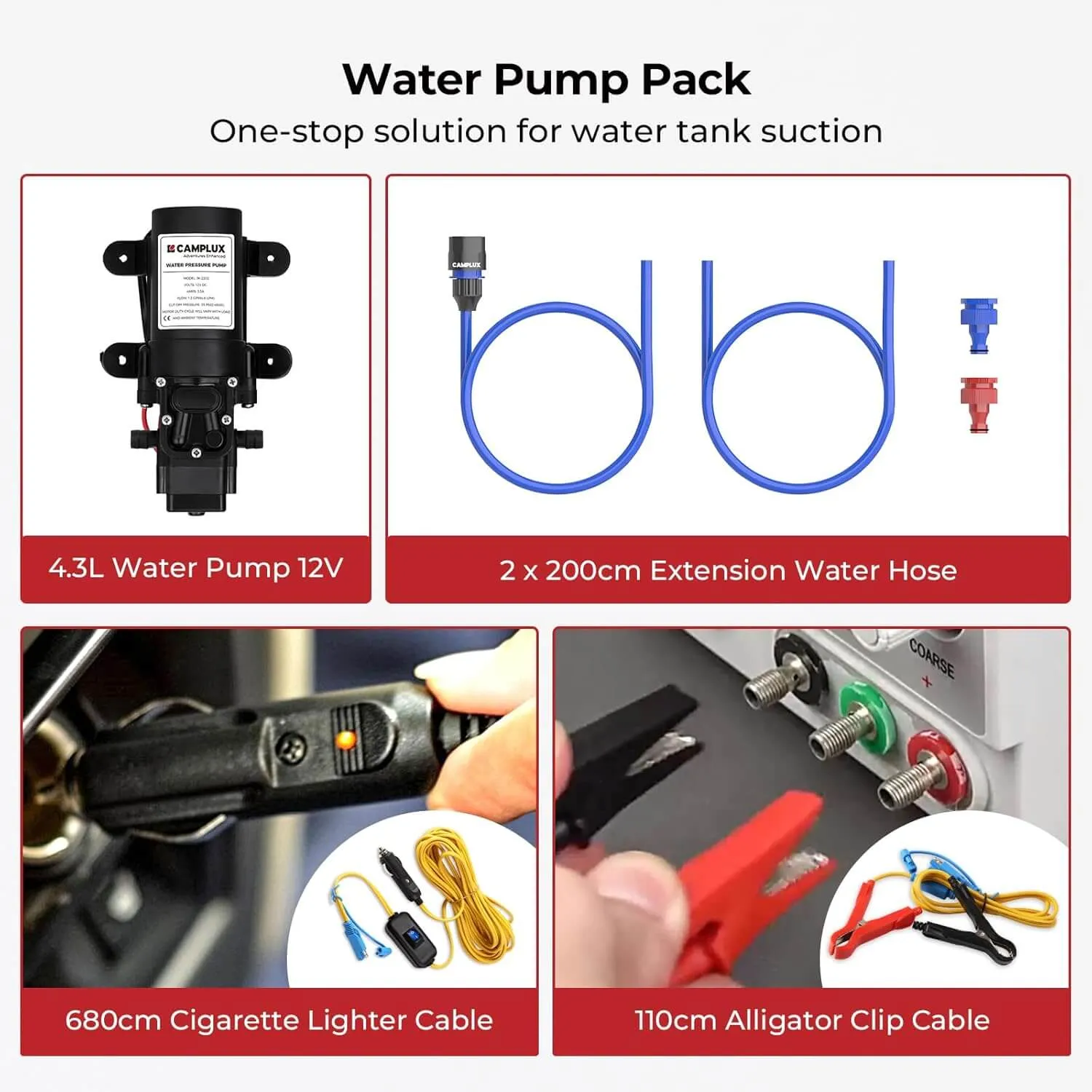 Camplux AY132P43 chauffe-eau portable 5L avec pompe