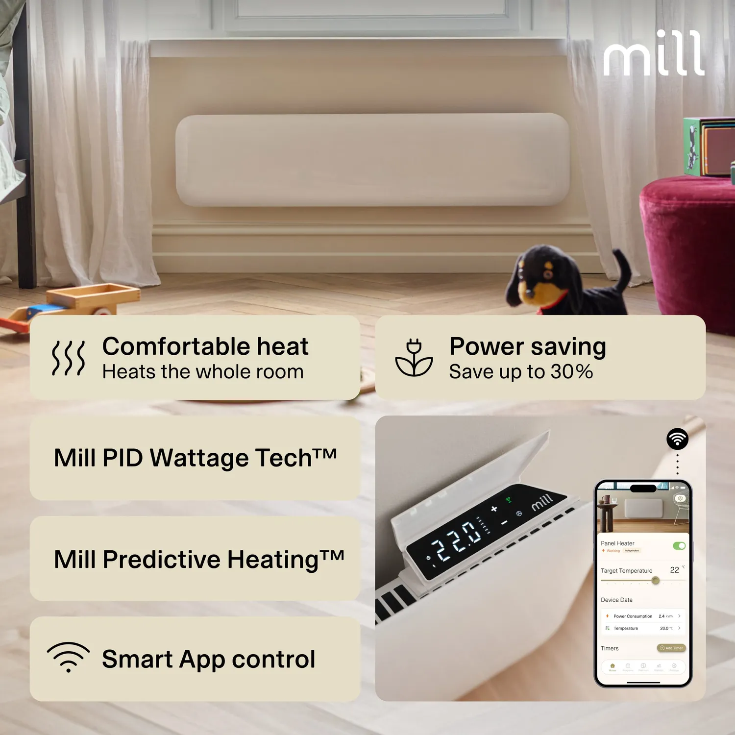 Mill Invisible Smart WiFi 850W Gen 4 radiateur bas
