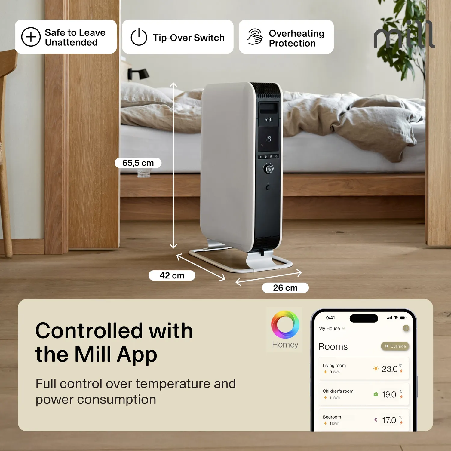 Mill Gentle Air radiateur bain d’huile 2000W blanc WiFi