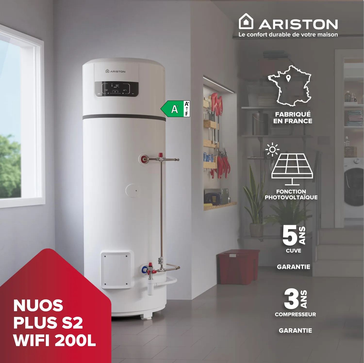 Ariston Hotpoint Nuos Plus S2 Wifi 200L thermodynamique