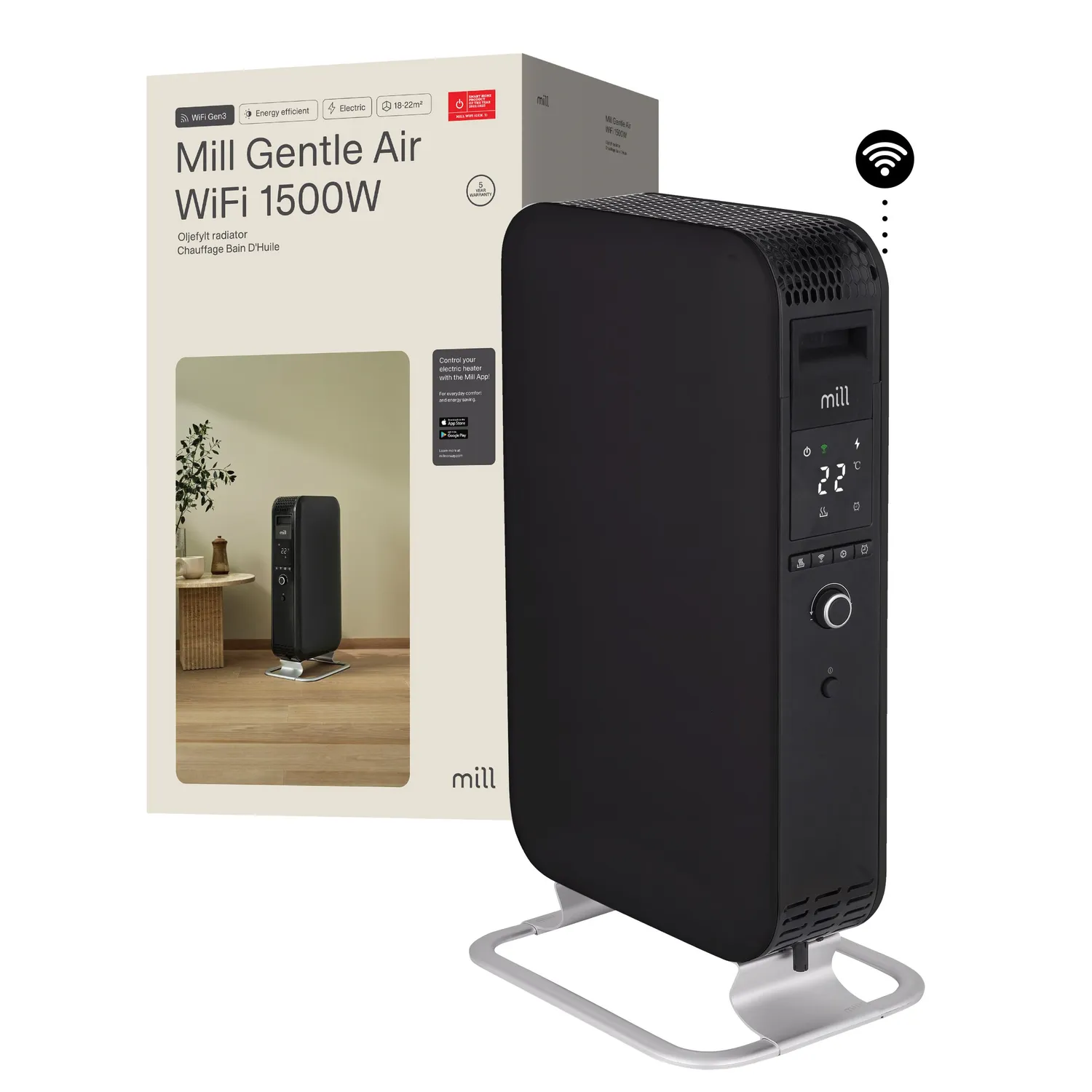 Mill Gentle Air radiateur bain d'huile noir WiFi 1500W