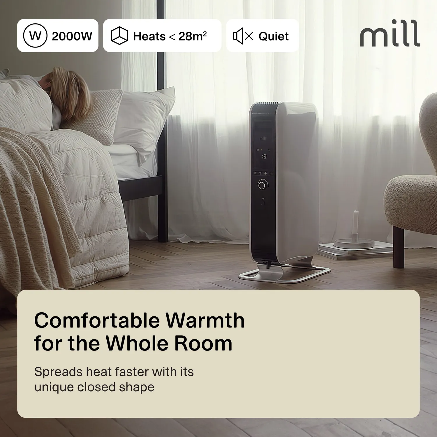 Mill Gentle Air radiateur bain d'huile 2000W mobile