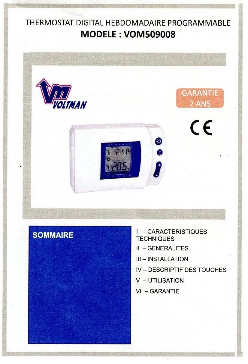 Voltman thermostat électronique digital hebdomadaire 2 fils
