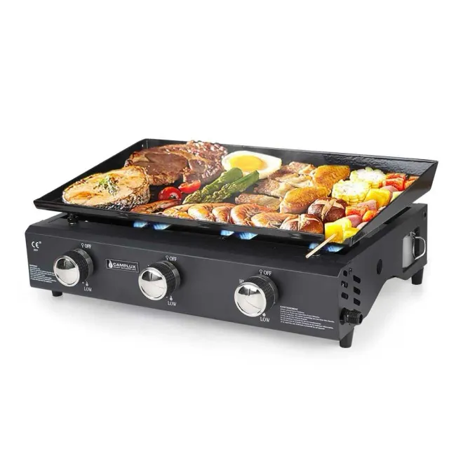 Camplux GP103B grill gaz plancha 3 feux noir 2220 cm²