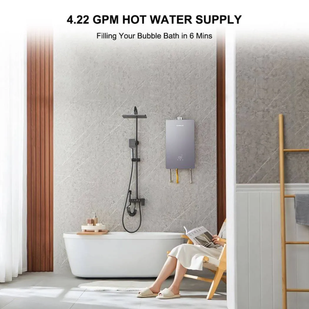 Camplux 4.22 GPM chauffe-eau gaz sans réservoir propane gris