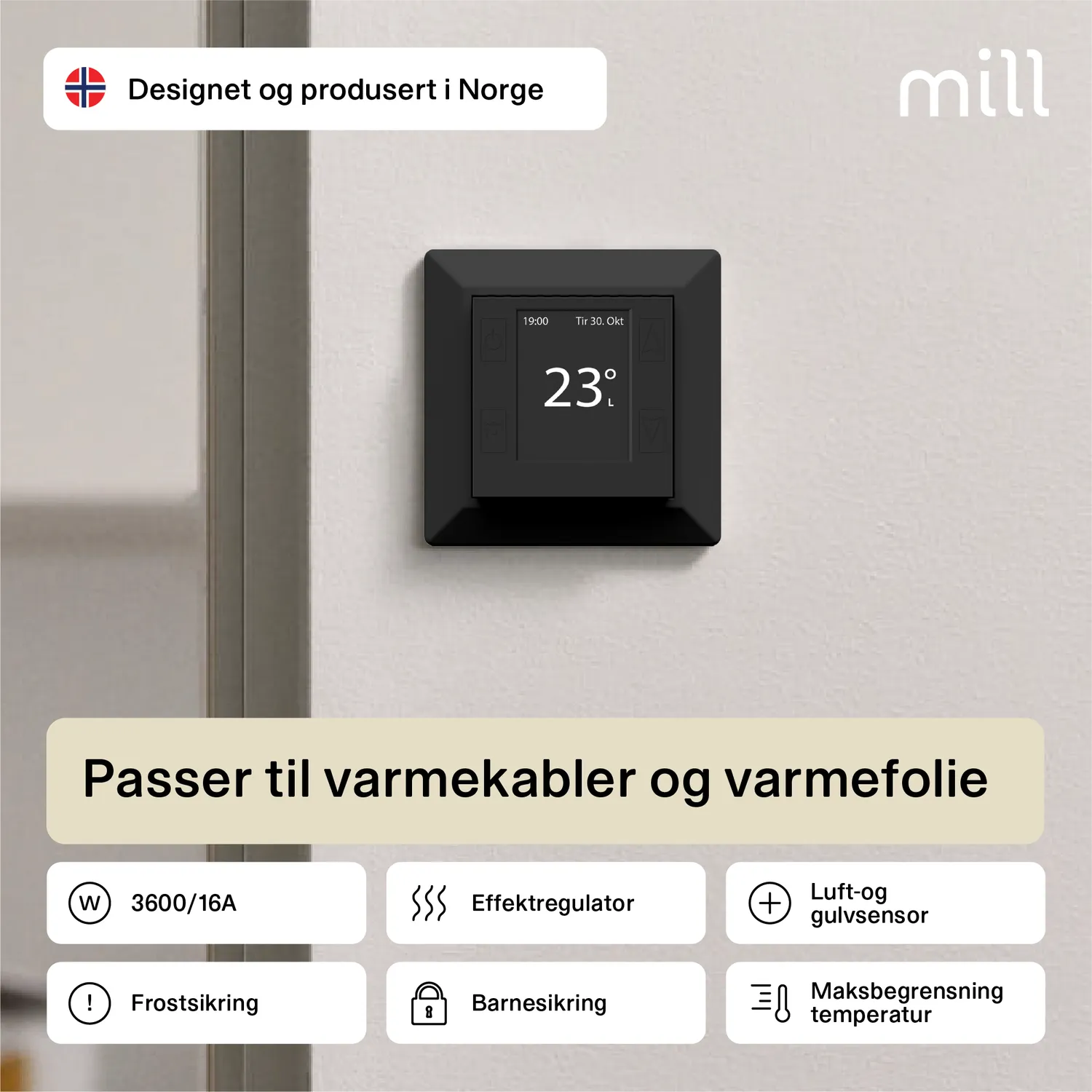 Mill Smart WiFi thermostat plancher chauffant noir