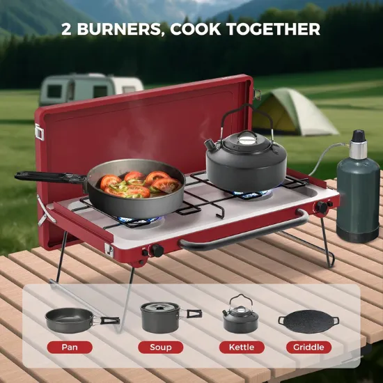 Camplux Safari Réchaud camping gaz 2 feux 20000 BTU