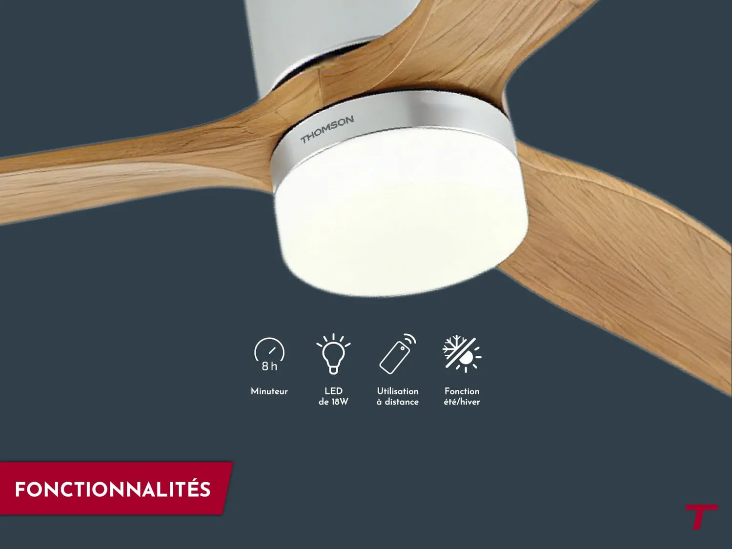 Thomson Olia ventilateur de plafond blanc sable LED silencieux