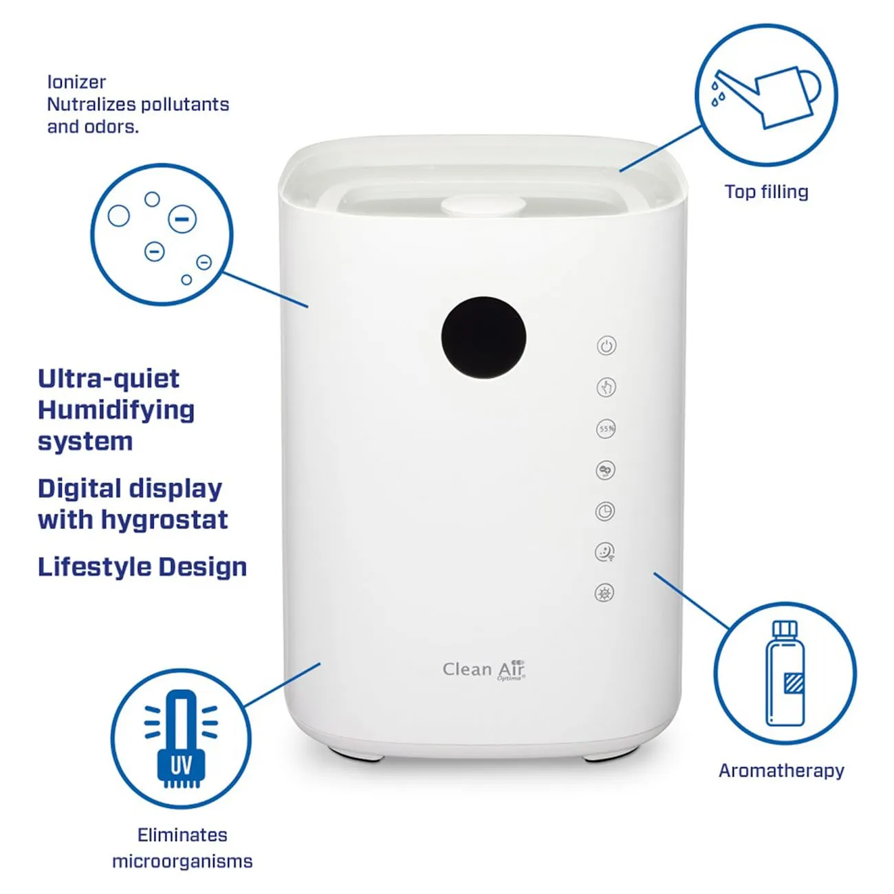 Clean Air Optima CA-604 Smart humidificateur blanc 55 m²